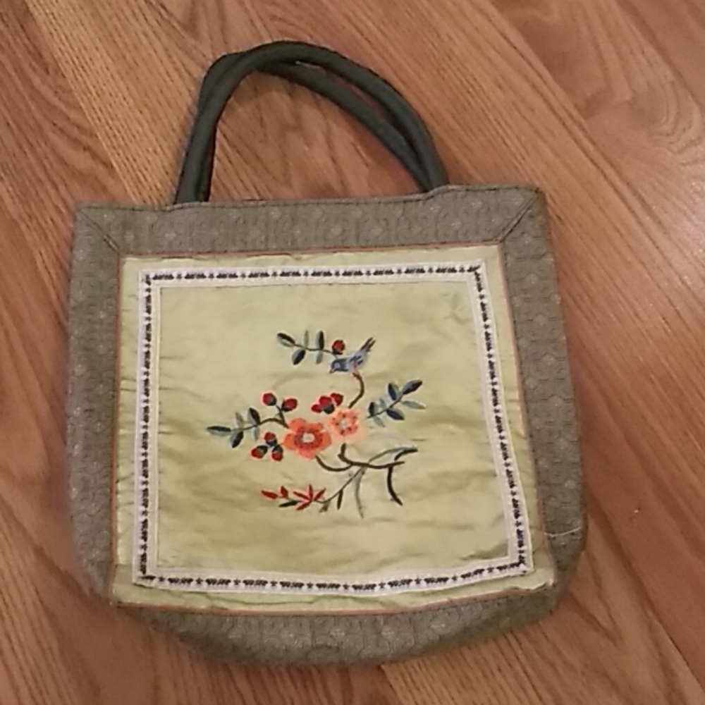 Small silk embroidered handbag